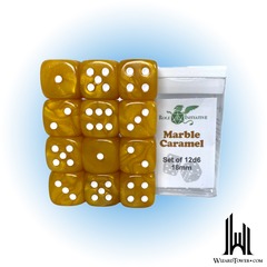 SET OF 12D6 PIPS DICE: MARBLE CARAMEL 18MM